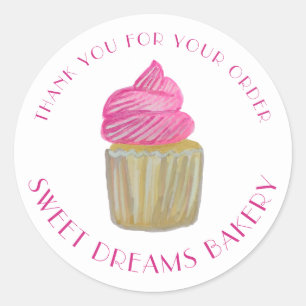 Sweet Cupcake Catering Bäckerei Pink BESTELLUNG DA Runder Aufkleber