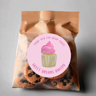 Sweet Cupcake Catering Bäckerei Pink BESTELLUNG DA Runder Aufkleber