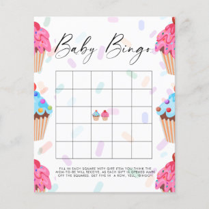 Sweet Cupcake Gender Reveal Baby Bingo Game