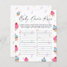Sweet Cupcake Gender Reveal Game Baby Name