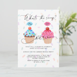 Sweet Cupcake Gender Reveal Party Einladung