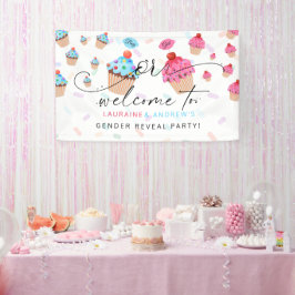 Sweet Cupcake Gender Reveal Party Willkommen Banner