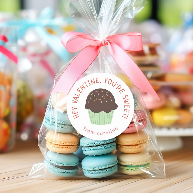 Sweet Cupcake Kinder Unterricht Valentinstag Party Runder Aufkleber (Von Creator hochgeladen)