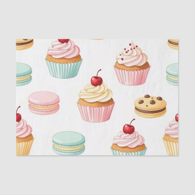 Sweet Cupcake Macaron Pattern Seidenpapier (Vorderseite)