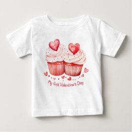 Sweet Cupcake mit Hearts Erster Valentinstag Baby T-shirt
