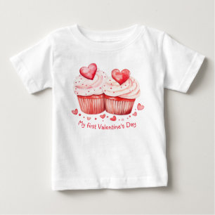 Sweet Cupcake mit Hearts Erster Valentinstag Baby T-shirt
