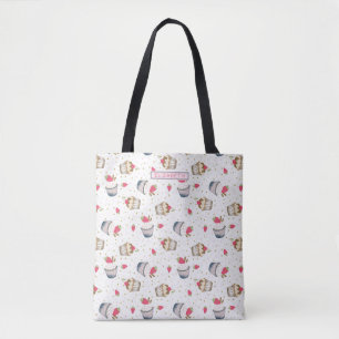 Sweet Cupcake Pink Mit Monogramm Tote Bag