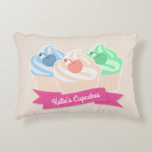 Sweet Cupcake Trio Personalisiert Pink Dekokissen