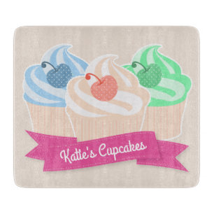 Sweet Cupcake Trio Personalisiert Pink Schneidebrett