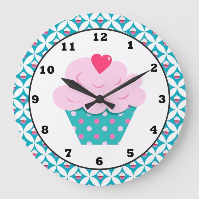 Sweet Cupcake-Uhr Große Wanduhr (Vorderseite)