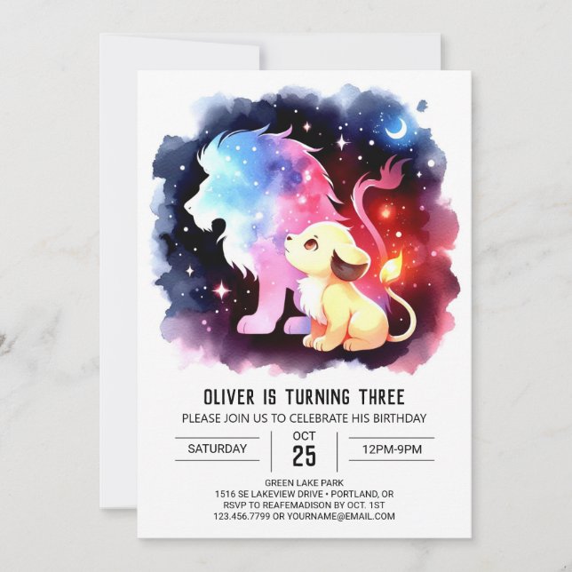 Sweet Custom Lion Birthday Einladung (Vorderseite)