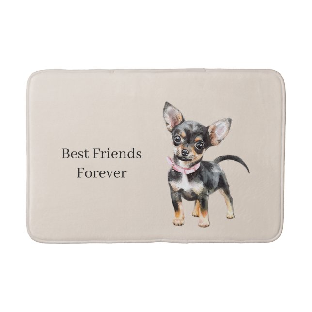 Sweet Cute Brown Cream Chihuahua Dog Best Friends Badematte (Vorderseite)