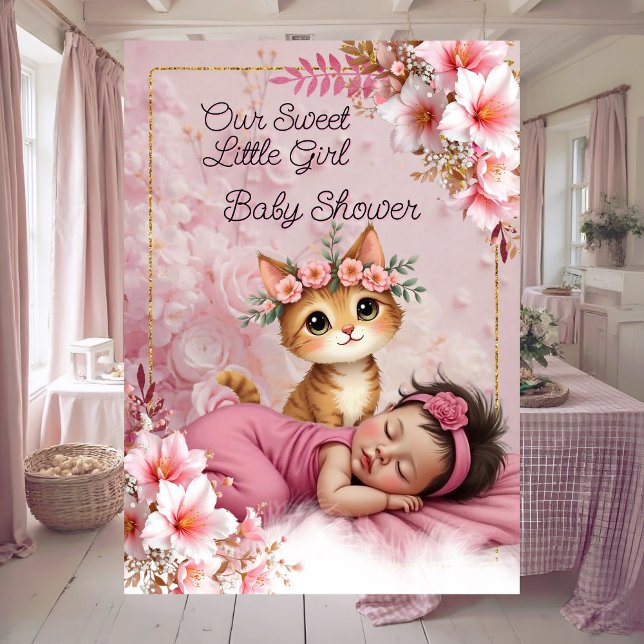 Sweet Cute Pink Girl Baby Shower Cat Kitten Einladung (Von Creator hochgeladen)