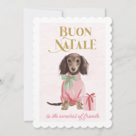 Sweet Dachshund Pink Buon Natale Feiertagskarte