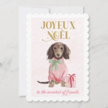 Sweet Dachshund Pink Joyeux Noël