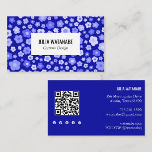 Sweet Daisies Floral QR Code Social Media Chic Visitenkarte