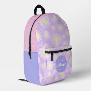 Sweet Daisy Baby Pastel Beige Lila Gelb Bedruckter Rucksack