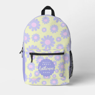 Sweet Daisy Baby Pastel Beige Lila Pink Bedruckter Rucksack