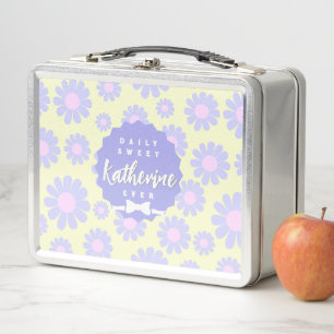Sweet Daisy Baby Pastel Beige Lila Pink Metall Brotdose