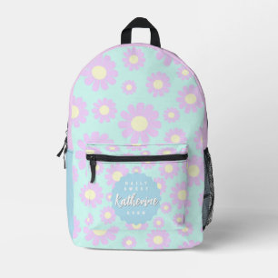 Sweet Daisy Baby Pastel Blue Pink Yellow Bedruckter Rucksack