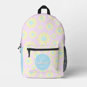 Sweet Daisy Baby Pastell Pink Yellow Blue Bedruckter Rucksack