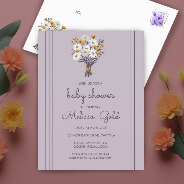 Sweet Daisy Bouquet Chic BABY SHOWER CUSTOM Einladungspostkarte (Sweet Daisy Bouquet Chic BABY SHOWER CUSTOM Invitation Postcard
)