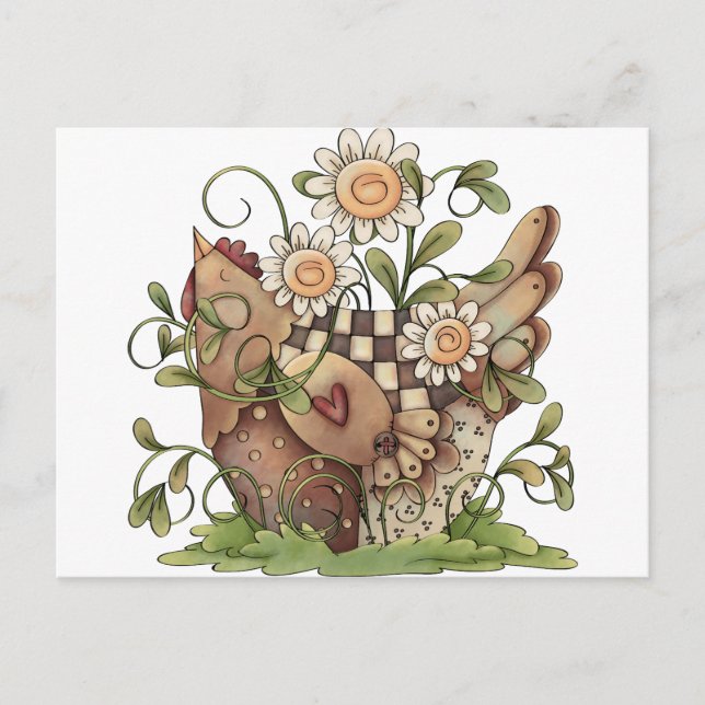 Sweet Daisy Hen Postkarte (Vorderseite)