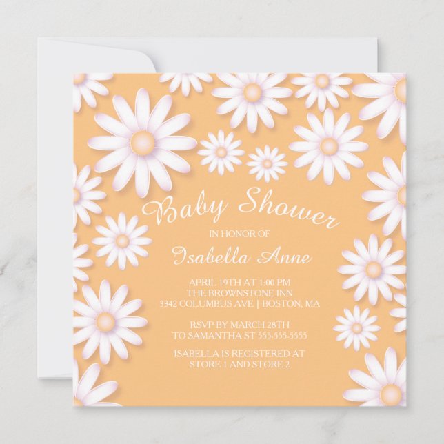Sweet Daisy Neutral Baby Shower Einladung (Vorderseite)