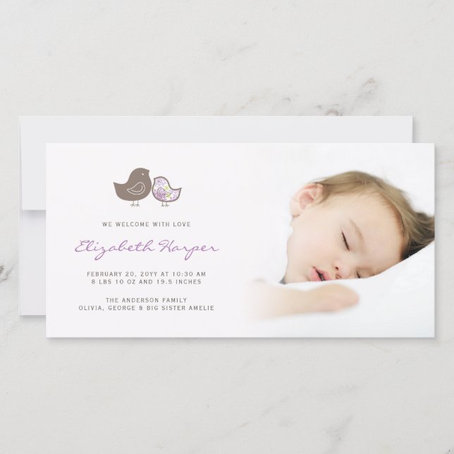 Sweet Damask Chicks Baby Girl Geburtsankündigung Ankündigung (Vorderseite)