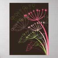 Sweet Dandelions Pink Floral Blume Poster