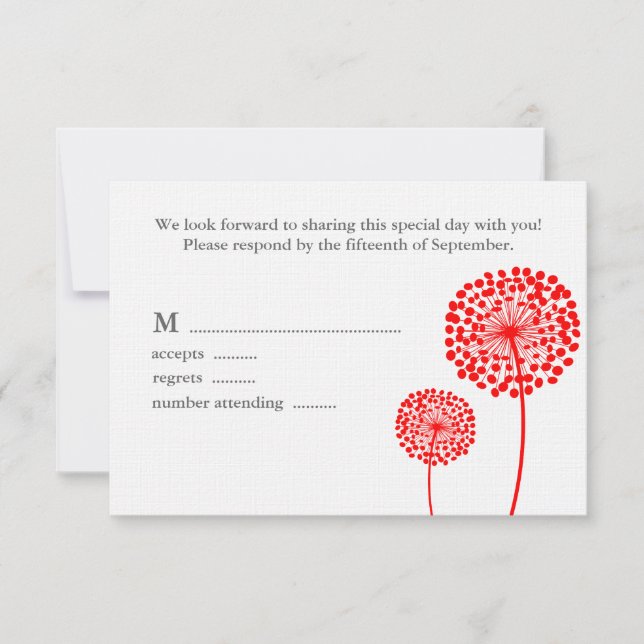 Sweet Dandelions Wedding Response Card RSVP Karte (Vorderseite)