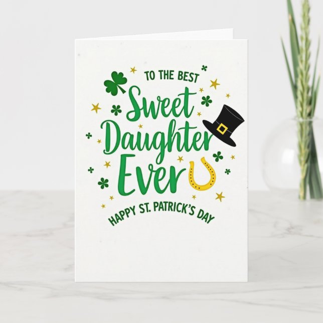 Sweet Daughter Happy St Patricks Card Karte (Vorderseite)