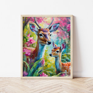 Sweet Deer Colorful Moderne Abstrakte Kunst Poster