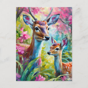 Sweet Deer Colorful Moderne Abstrakte Kunst Postkarte