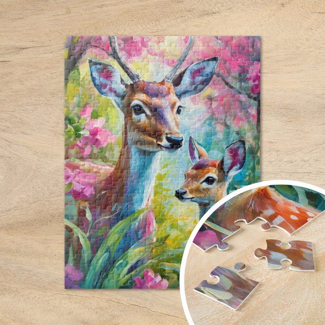 Sweet Deer Colorful Moderne Abstrakte Kunst Puzzle (Von Creator hochgeladen)