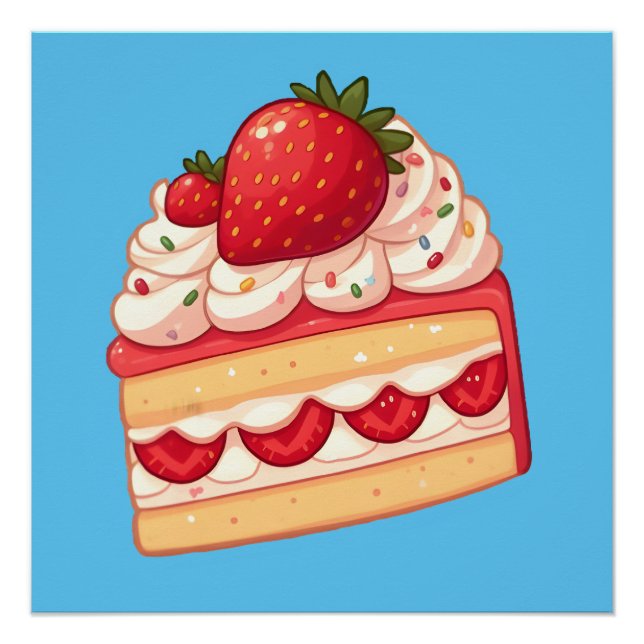 Sweet Delight: Erdbeere Shortcake glänzend Poster (Vorderseite)