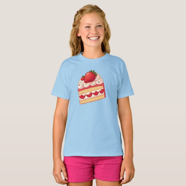 Sweet Delight: Erdbeere Shortcake glänzend T-Shirt (Vorne ganz)