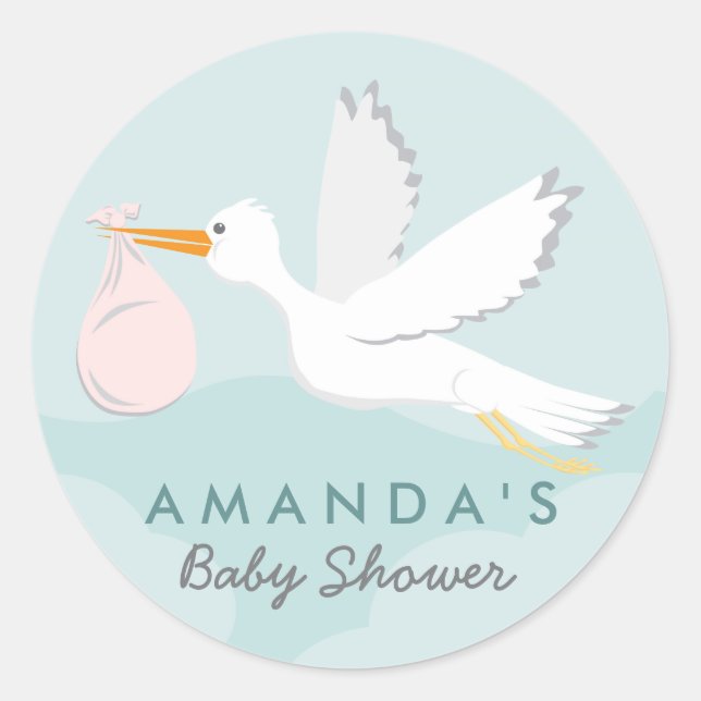 Sweet Delivery Stork Baby Shower Sticker (Vorderseite)