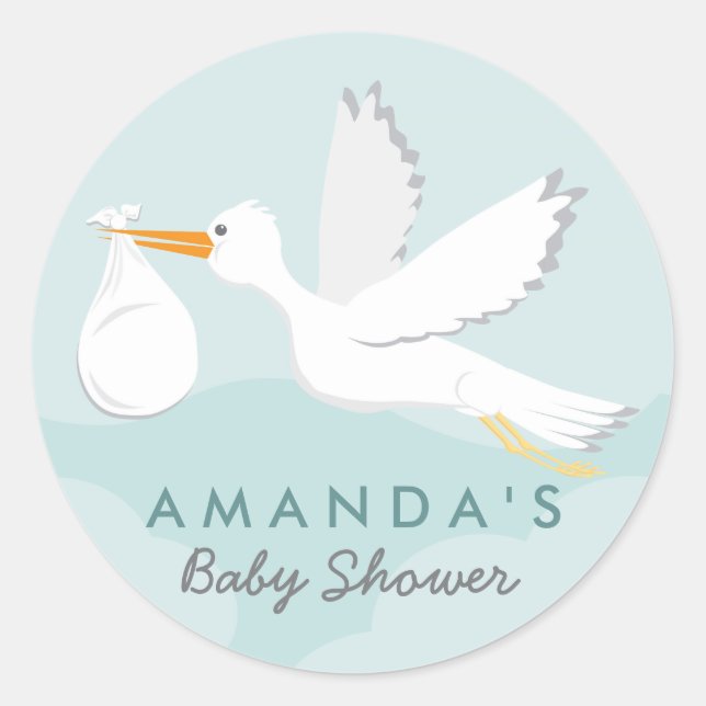 Sweet Delivery Stork Baby Shower Sticker (Vorderseite)