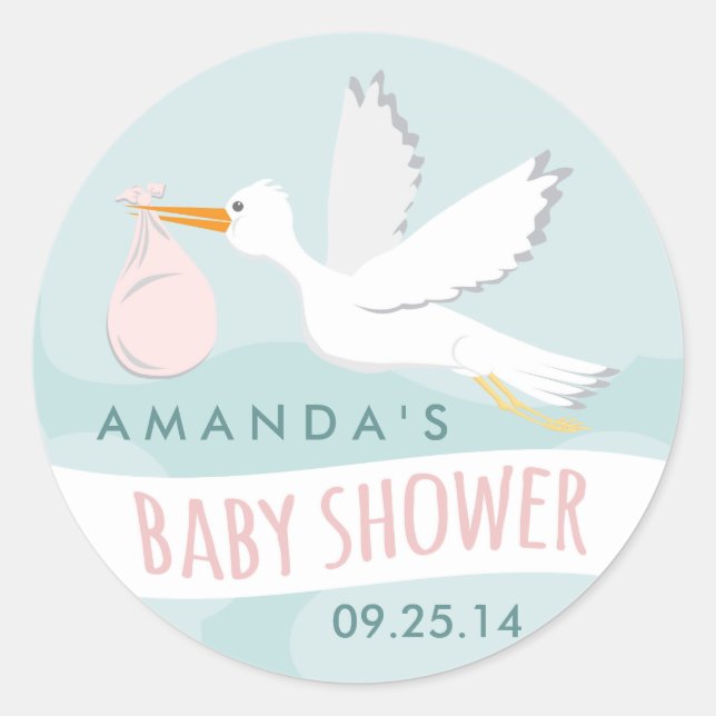Sweet Delivery Stork Baby Shower Sticker (Vorderseite)