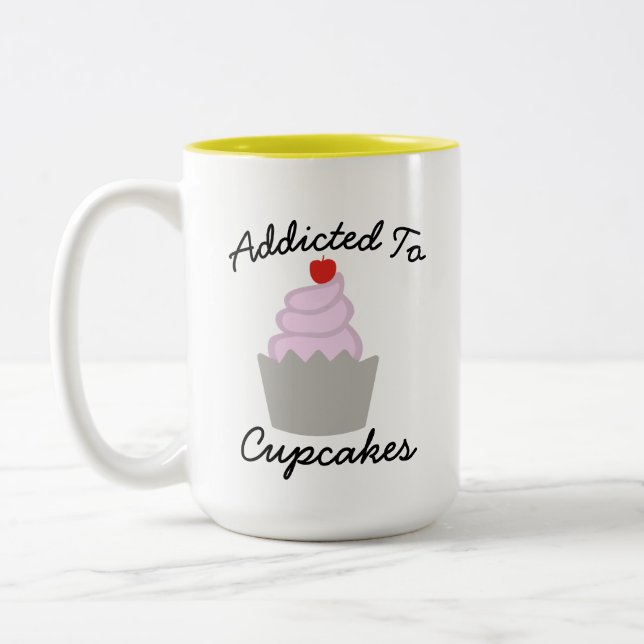 Sweet Dessert Cupcake Designs Graphic, Custom Text Zweifarbige Tasse (Links)