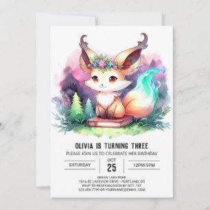 Sweet Digital Fox Geburtstag Einladung