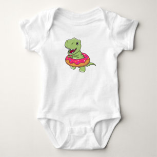 Sweet Dino T-Rex lustige Tiere in Donut Rosa Baby Strampler