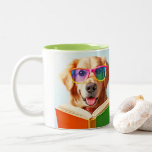 Sweet Dog Reading Zweifarbige Tasse
