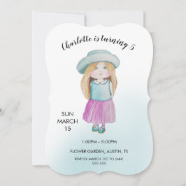 Sweet Doll Watercolor Handgemalt Feiertagskarte