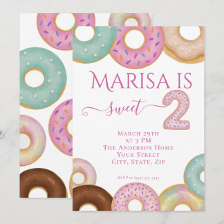 Sweet Donut Birthday | Party für farbige Kinder - Einladung
