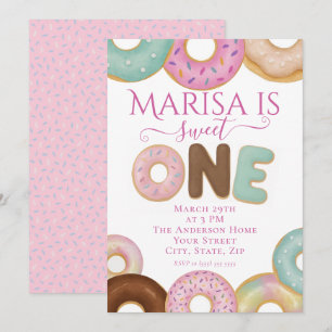 Sweet Donut Birthday Party für farbige Kinder - Einladung