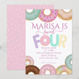 Sweet Donut Birthday | Party für farbige Kinder - Einladung