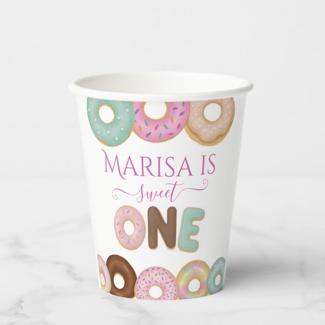 Sweet Donut Birthday | Party für farbige Kinder - Pappbecher (Vorderseite)