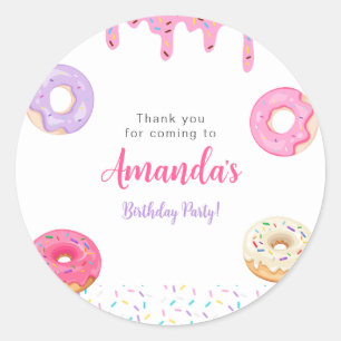 Sweet Donut Birthday Runder Aufkleber